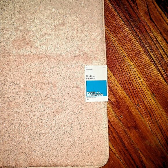Room Essentials Cushion Bath Mat 17 x 23 Pink Rose Gold Foil Non Skid Ba… - Picture 4 of 6